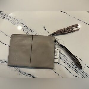 INC International Concepts Cream Faux Leather Clutch